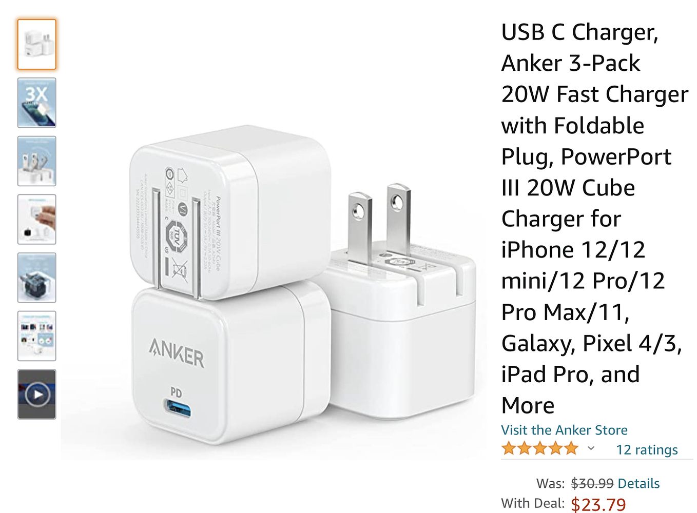  US Anker 3 Pack 20W Folding Prong Chargers Deals Giveaways